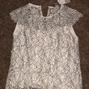 White and black lace blouse